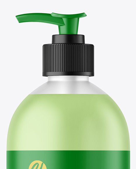 Frosted Liquid Soap Bottle with Pump Mockup