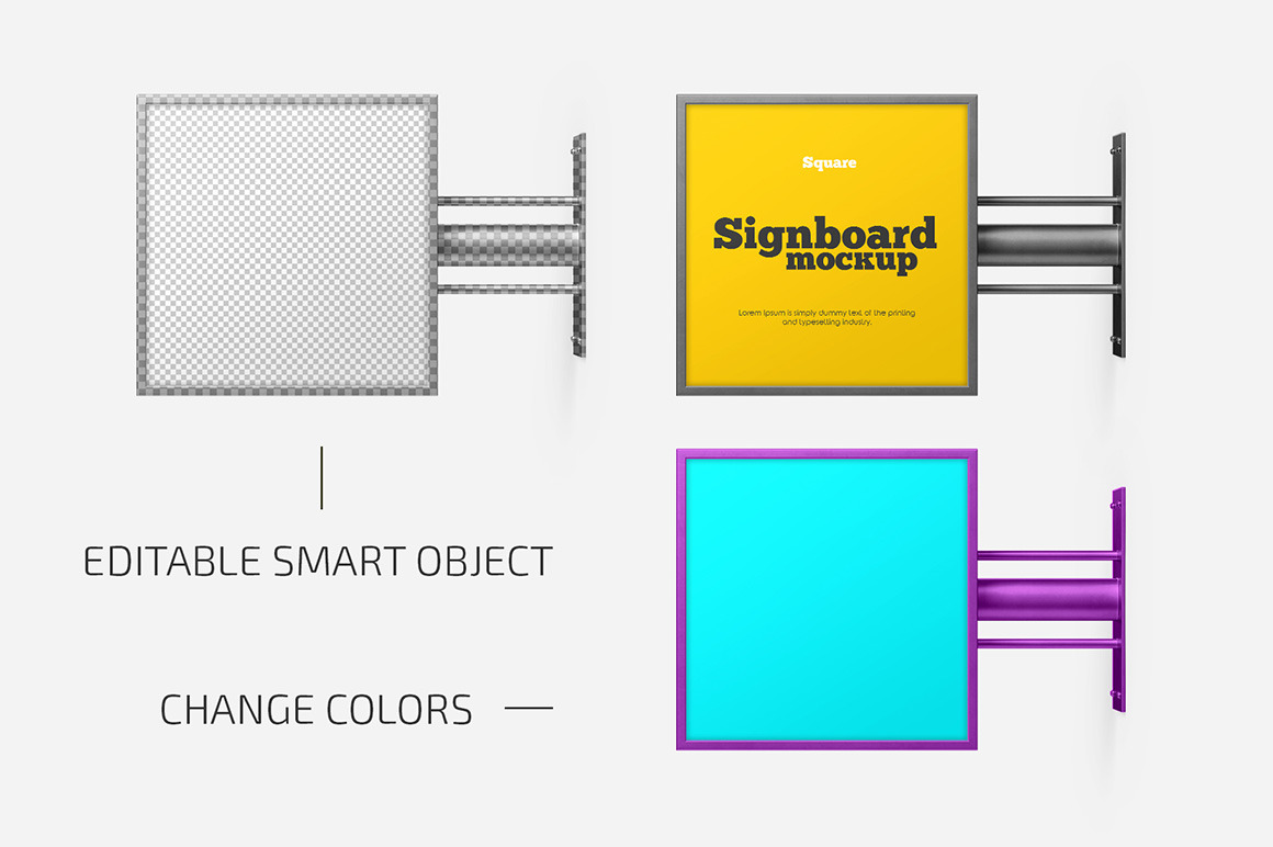 Square Signboard Mockup Set