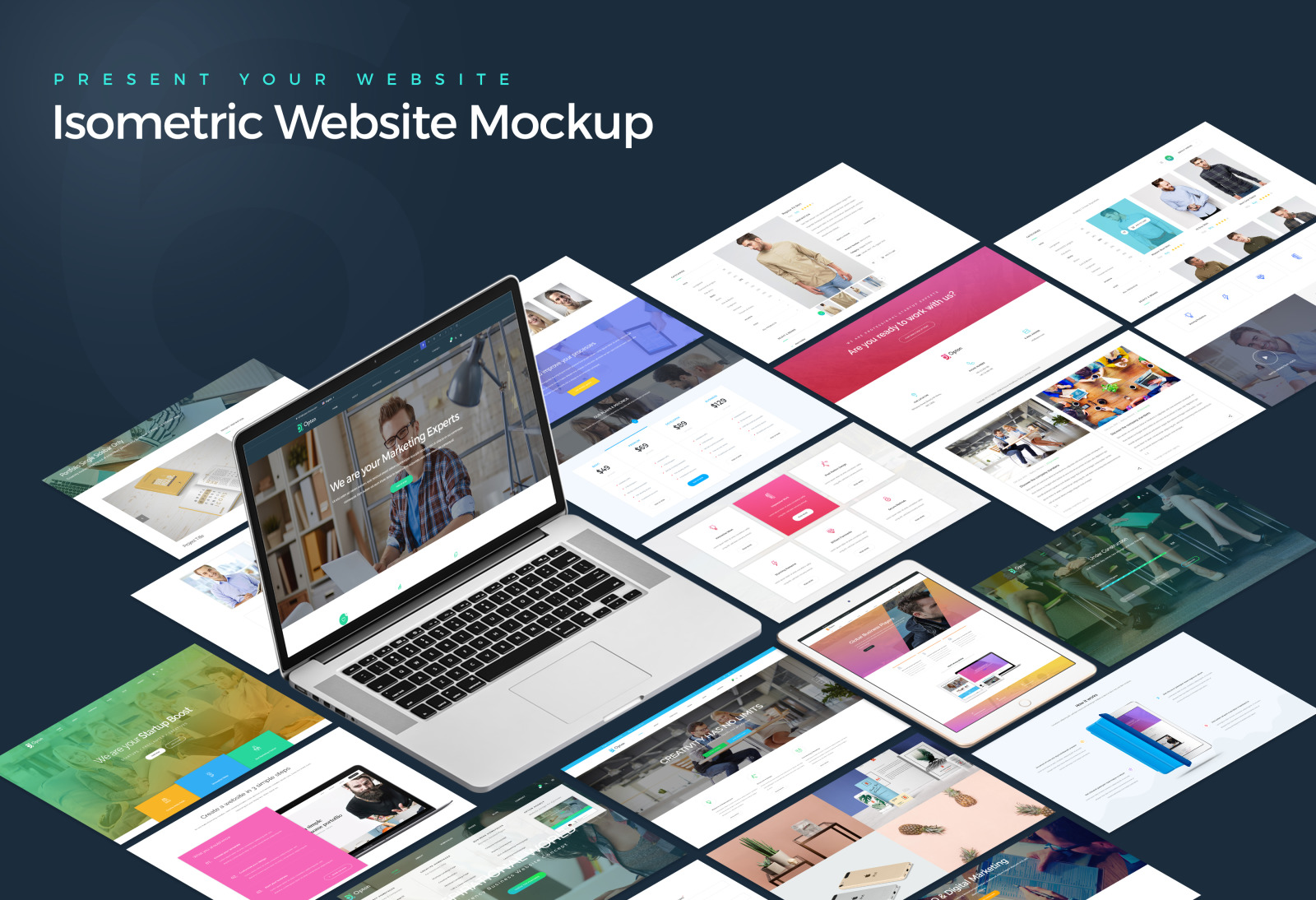 Isometric Website Mockup Presentation