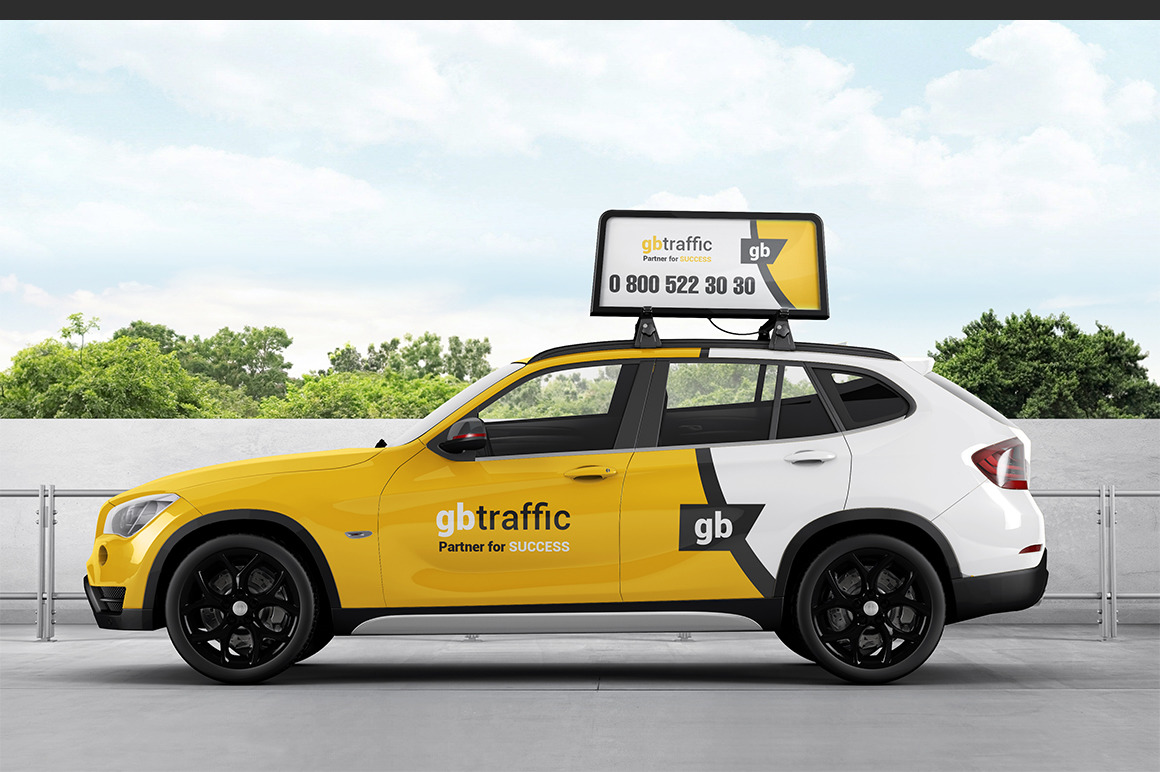 Car Roof Advertising Display Board Mockup