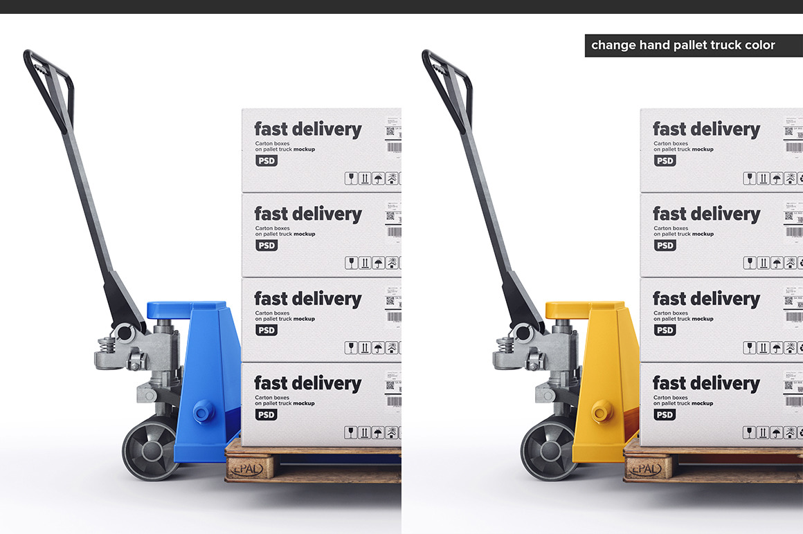 Carton Boxes On Pallet Truck Mockup