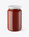 Clear Glass Jar with Red Sauce Mockup