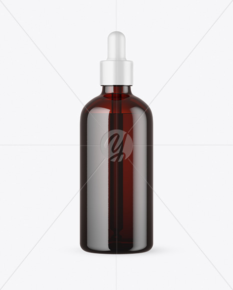 100ml Dark Amber Glass Dropper Bottle Mockup