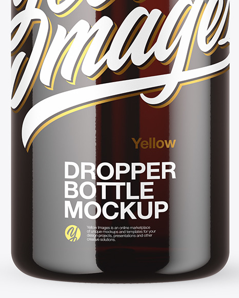 100ml Dark Amber Glass Dropper Bottle Mockup