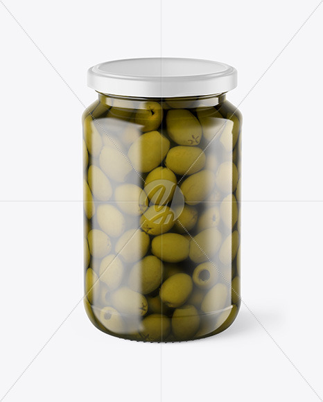 Clear Glass Jar with Olives Mockup