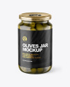 Clear Glass Jar with Olives Mockup