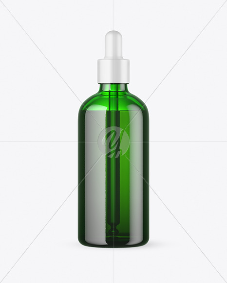 100ml Green Glass Dropper Bottle Mockup