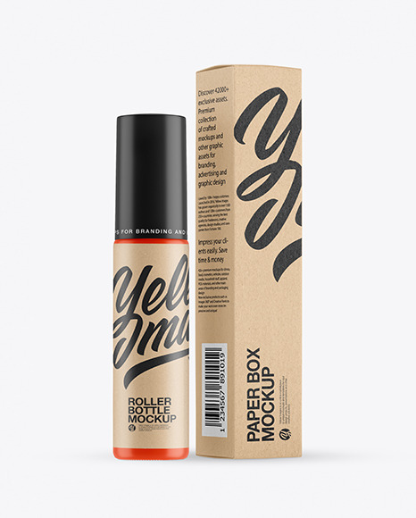 Matte Roller Bottle with Kraft Box Mockup