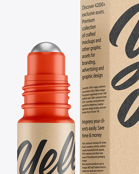 Matte Roller Bottle with Kraft Box Mockup