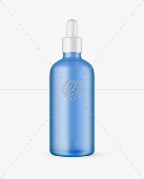 100ml Blue Frosted Glass Dropper Bottle Mockup