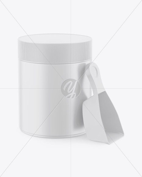 Matte Plastic Jar w/ Spoon Mockup