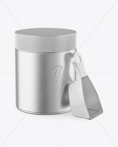 Metallic Plastic Jar w/ Spoon Mockup