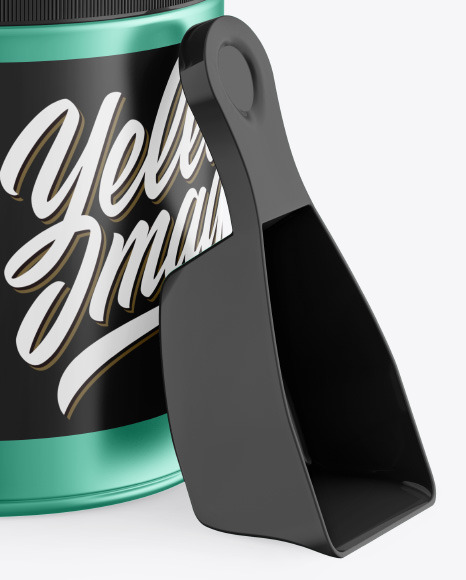 Metallic Plastic Jar w/ Spoon Mockup