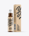 Amber Glass Roller Bottle with Kraft Box Mockup Amber Glass Roller Bottle with Kraft Box Mockup