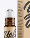 Amber Glass Roller Bottle with Kraft Box Mockup Amber Glass Roller Bottle with Kraft Box Mockup