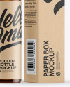 Amber Glass Roller Bottle with Kraft Box Mockup Amber Glass Roller Bottle with Kraft Box Mockup