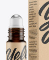 Dark Amber Glass Roller Bottle with Kraft Box Mockup