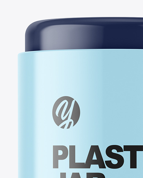 Glossy Plastic Jar with Pills Mockup
