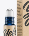 Blue Glass Roller Bottle with Kraft Box Mockup