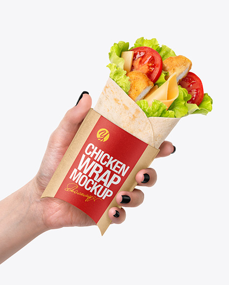 Hand w/ Chicken Wrap Mockup