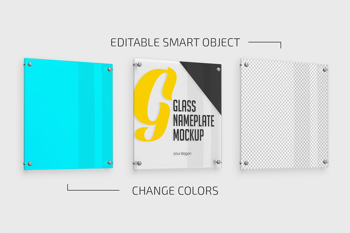 Square Glass Nameplate Mockup Square Glass Nameplate Mockup