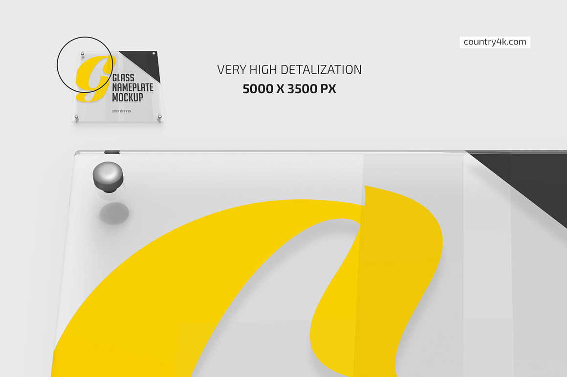 Square Glass Nameplate Mockup Square Glass Nameplate Mockup