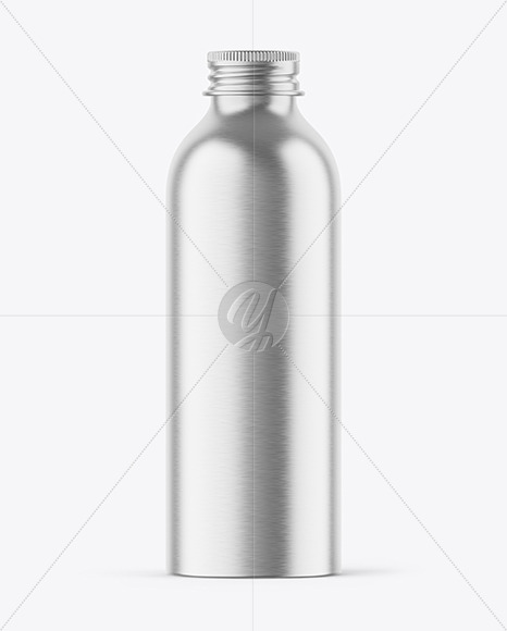 Brushed Metallic 200ml Aluminum Bottle w/ Screw Cap Mockup