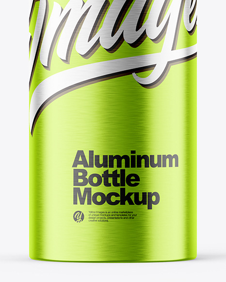 Brushed Metallic 200ml Aluminum Bottle w/ Screw Cap Mockup