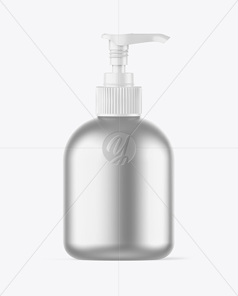 Matte Metallic Sanitizer Bottle w/ Open Pump Mockup