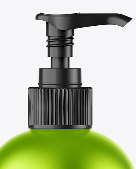 Matte Metallic Sanitizer Bottle w/ Open Pump Mockup