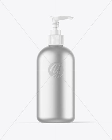 Matte Metallic Bottle w/ Open Pump Mockup