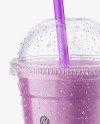 Blueberry Smoothie Cup with Straw