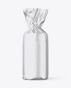 Matte Alluminium Metallic Foil Bottle Wrapping With Rope Mockup - Front View