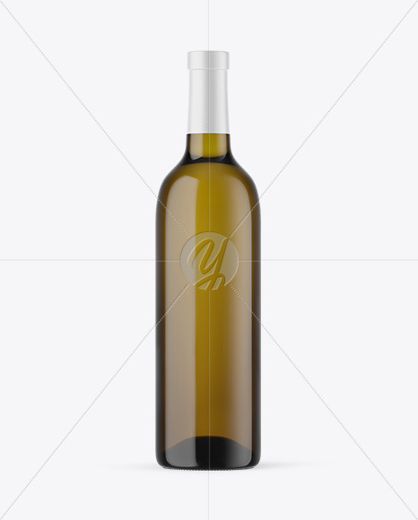 Antique Green Glass White Wine Bottle Mockup