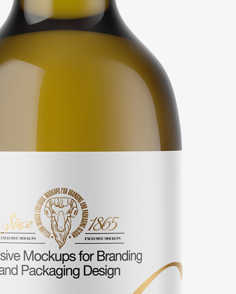 Antique Green Glass White Wine Bottle Mockup