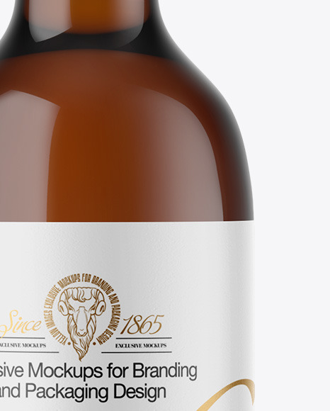 Amber Glass White Wine Bottle Mockup