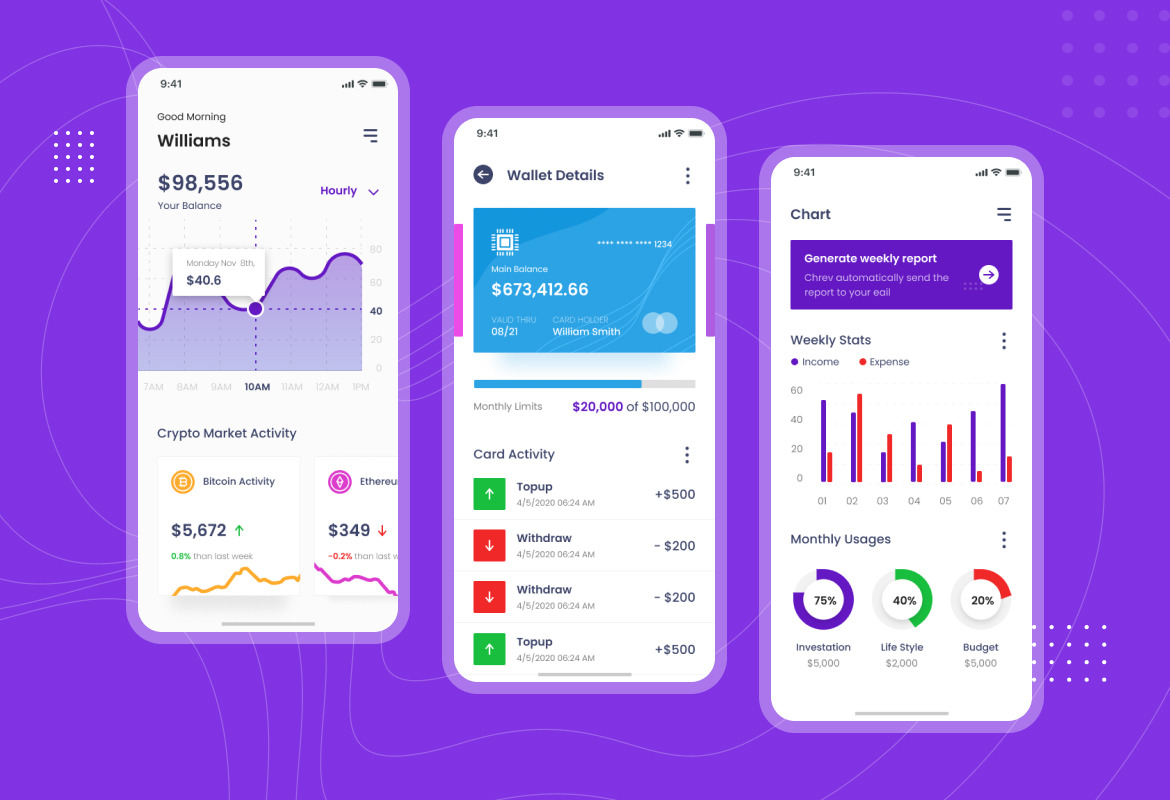 Chrev - Crypto Wallet iOS App Design UI Template