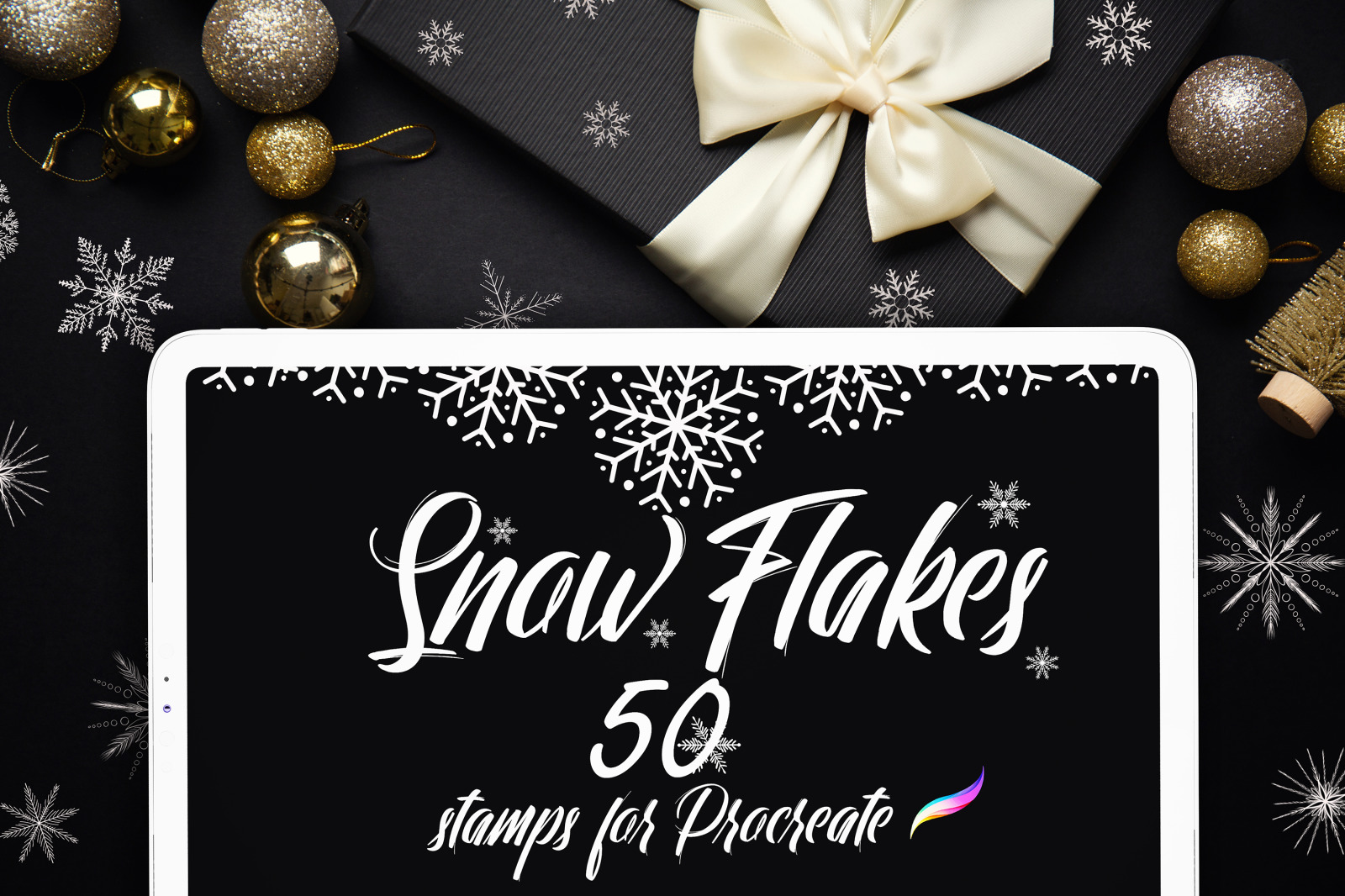 50 Snowflake Stamps for Procreate