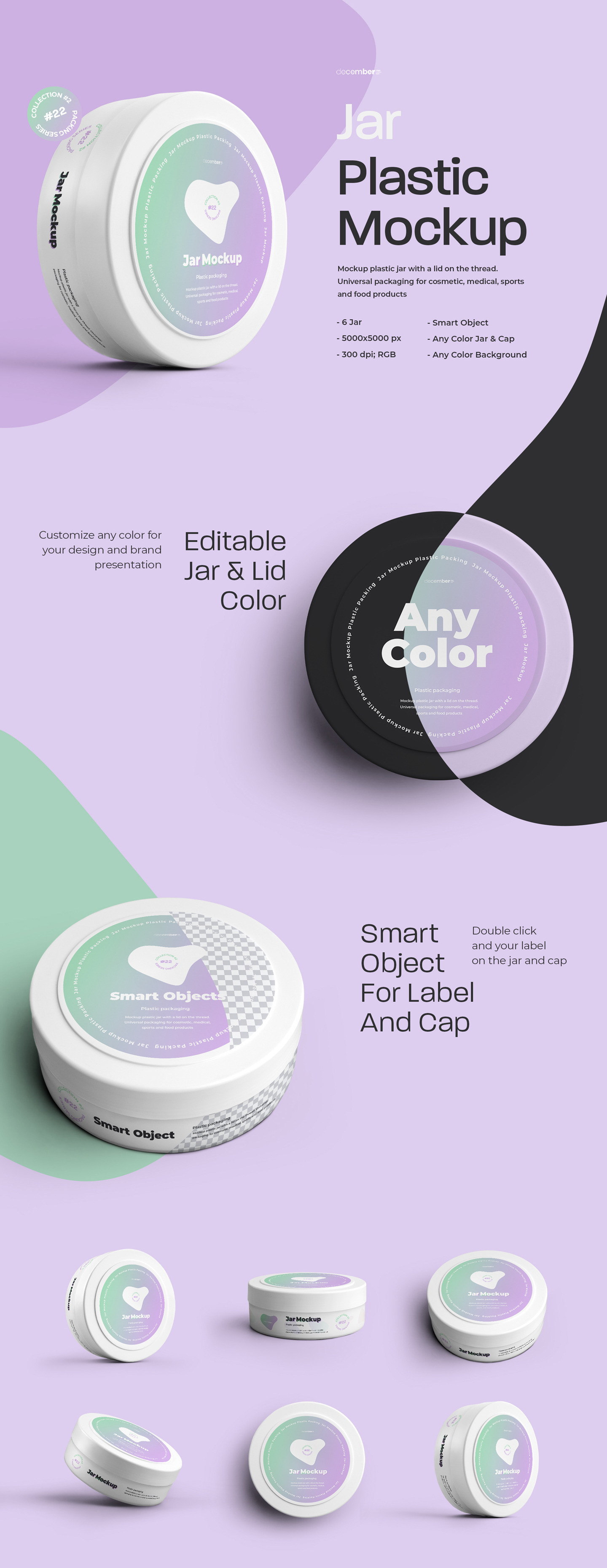 6 Mockups Plastic Circle Jar 6 Mockups Plastic Circle Jar