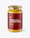 Clear Glass Jar with Pineapple jam Mockup Clear Glass Jar with Pineapple jam Mockup