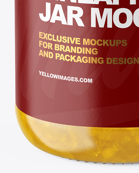 Clear Glass Jar with Pineapple jam Mockup Clear Glass Jar with Pineapple jam Mockup