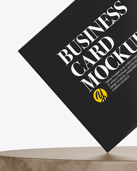 Glossy Business Card with Pin &amp; Marble Mockup