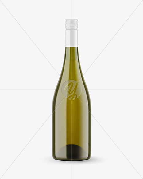 Green Glass White Wine Bottle Mockup