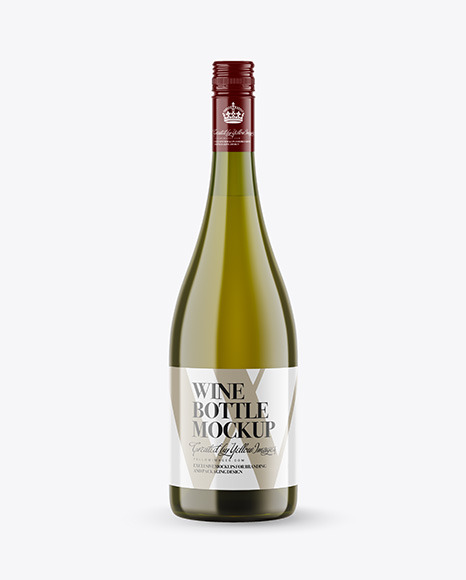 Green Glass White Wine Bottle Mockup