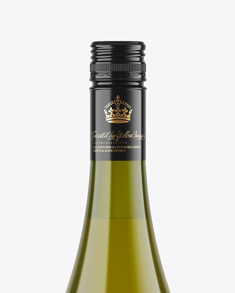 Green Glass White Wine Bottle Mockup