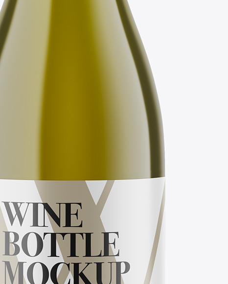 Green Glass White Wine Bottle Mockup