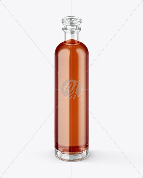 Clear Glass Bottle with Shrink Sleeve Mockup