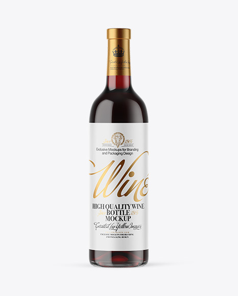 Clear Glass Red Wine Bottle Mockup