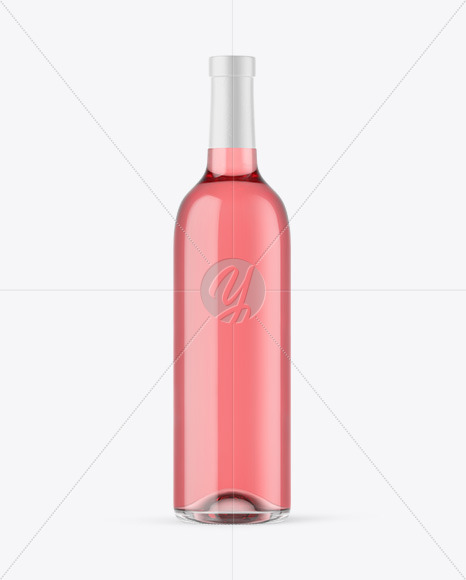 Clear Glass Pink Wine Bottle Mockup