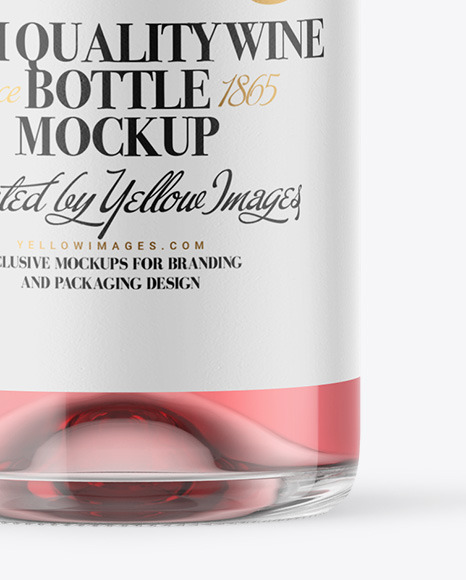 Clear Glass Pink Wine Bottle Mockup